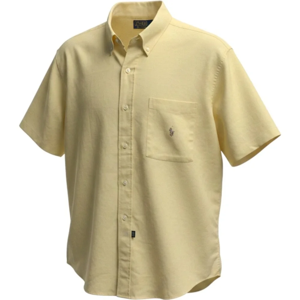 Polo Ralph Lauren Mens Short Sleeve Oxford Button Down Shirt Yellow Pony Logo 20
